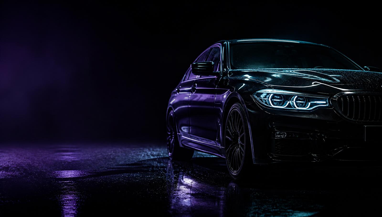 Freshly detailed luxury sedan with mirror-gloss paint